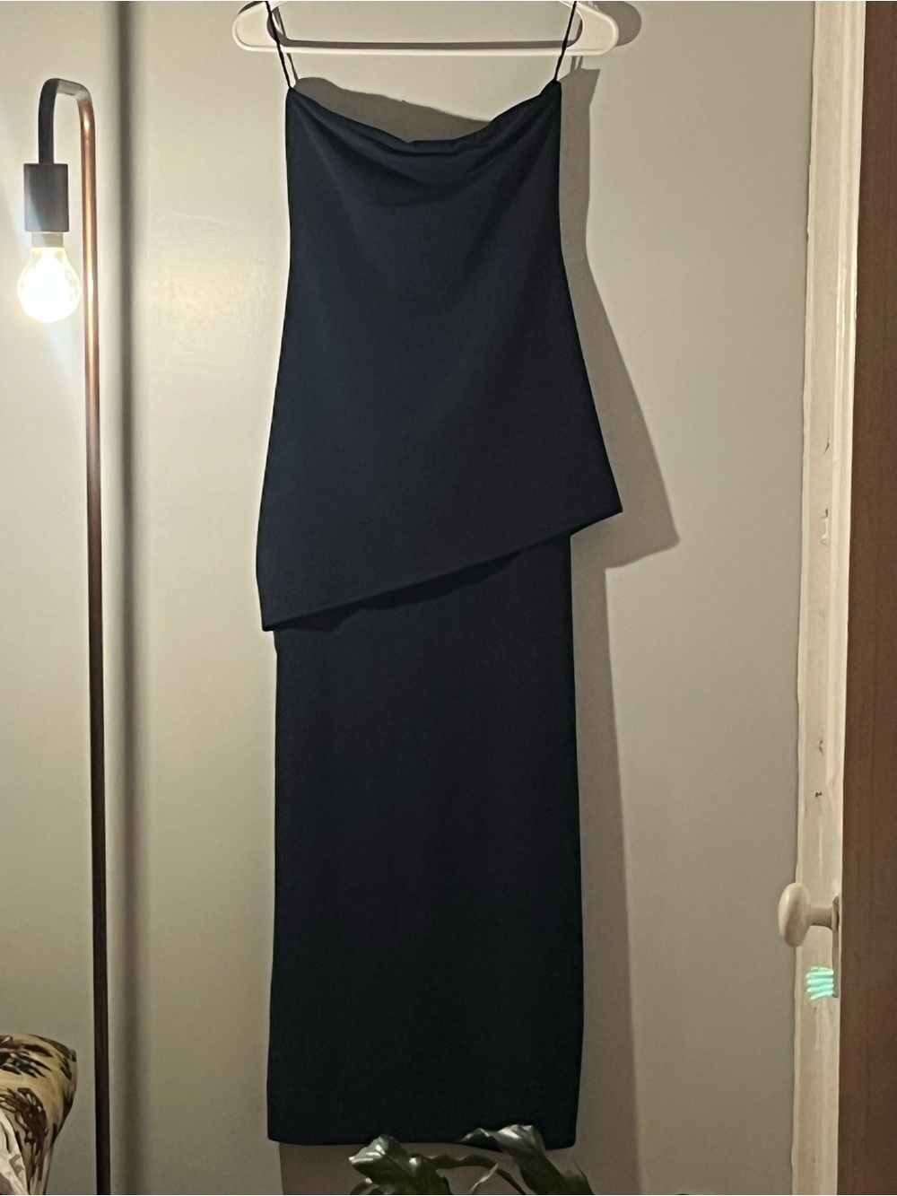 Zara Strapless Navy Body-Con Maxi Dress — S